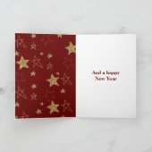 Rode Gouden Glinsterende Sterren Kerst Kaart (Binnen)