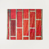 Rode & Gouden Glitter Baksteen Kerstfeest Wandkleed (Voorkant (horizontaal))