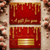 Rode & Gouden Glitter Drip Cadeaubon Visitekaartje