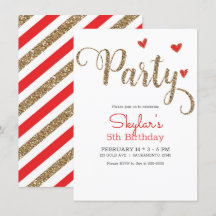 Rode & Gouden Glitter Hart Valentijnsdag Feest