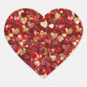 Rode gouden glitter harten hart sticker (Voorkant)