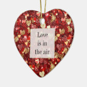 Rode gouden glitter harten keramisch ornament (Links)