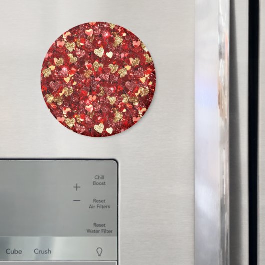 Rode Gouden Glitter Harten Magneet (Insitu (Koelkast))