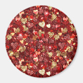 Rode Gouden Glitter Harten Magneet (Voorkant)