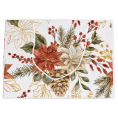 Rode Gouden Glitter Kerstbloem Groot Cadeauzakje (Voorkant)