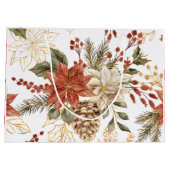 Rode Gouden Glitter Kerstbloem Groot Cadeauzakje (Achterkant)