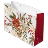 Rode Gouden Glitter Kerstbloem Groot Cadeauzakje (Achterkant Gekanteld)