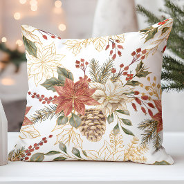 Rode Gouden Glitter Kerstbloem Kussen