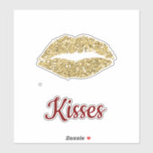 Rode Gouden Glitter Lippen Flirty Kus Sticker (Vel)
