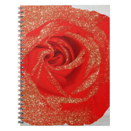 Rode Gouden Glitter Roos Witte Hout Shabby Chic Notitieboek