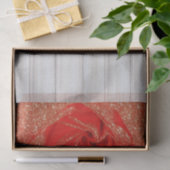 Rode Gouden Glitter Roos Witte Hout Shabby Chic Tissuepapier (Geschenk)