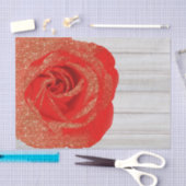 Rode Gouden Glitter Roos Witte Hout Shabby Chic Tissuepapier (Craft)