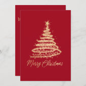 Rode Gouden Glitter Sparkle Kerstboom Feestdagenkaart (Voorkant / Achterkant)