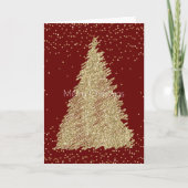 Rode Gouden Glitter Sparkle Kerstboom Kaart (Voorkant)