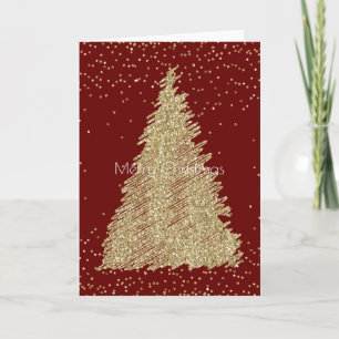 Rode Gouden Glitter Sparkle Kerstboom Kaart