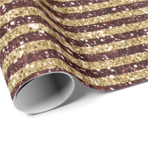Rode gouden glitter Sparkle Stripes Cadeaupapier