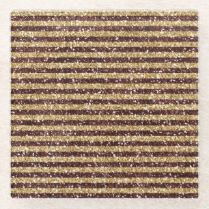Rode gouden glitter Sparkle Stripes Glazen Onderzetter