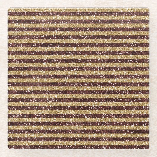Rode gouden glitter Sparkle Stripes Glazen Onderzetter (Voorkant)