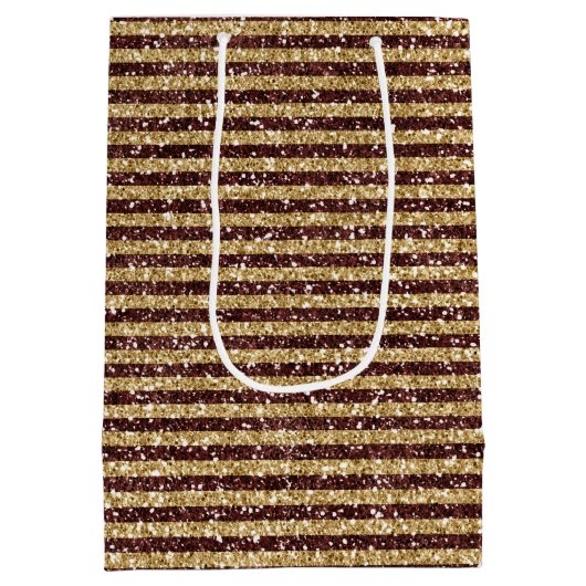 Rode gouden glitter Sparkle Stripes Medium Cadeauzakje (Achterkant)
