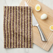 Rode gouden glitter Sparkle Stripes Theedoek (Quarter Fold)