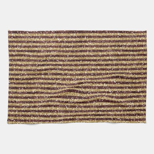 Rode gouden glitter Sparkle Stripes Theedoek (Horizontaal)