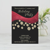 Rode gouden glitterij, eenvoudige kerstfeestdag kaart (Staand voorkant)