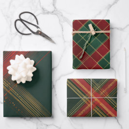 Rode Gouden Groene Inpakpapier Platte Vellen Set v