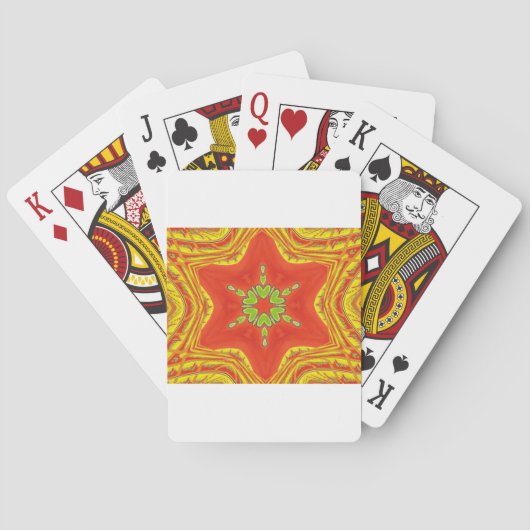 Rode Gouden Groene Mandala Kunstprint Speelkaarten (Achterkant)