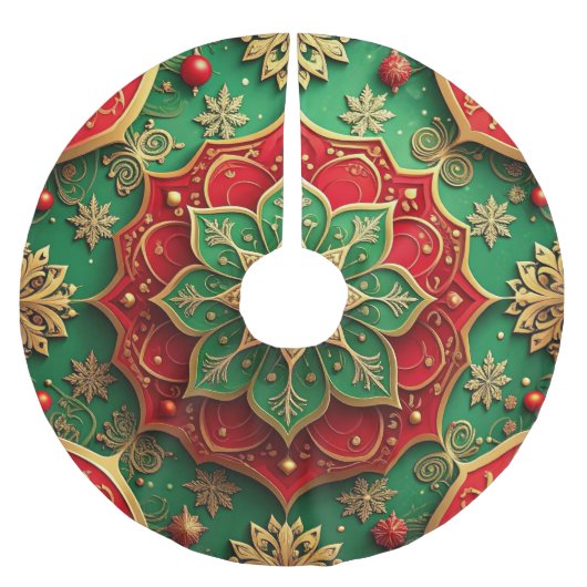 Rode Gouden Groene Sierboom Rok Kerstboom Rok (Voorkant)