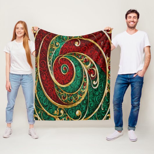 Rode Gouden Groene Vakantie Fleece Deken (In situ)