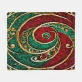 Rode Gouden Groene Vakantie Fleece Deken (Voorkant (Horizontaal))