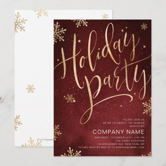 Rode gouden handgeschreven kalligrafie kaart (Voorkant / Achterkant)