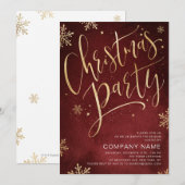 Rode gouden handgeschreven kalligrafie Kerstfeest Kaart (Voorkant / Achterkant)