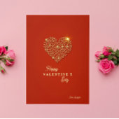 Rode Gouden Hart Gelukkige Valentijnsdag Kaart