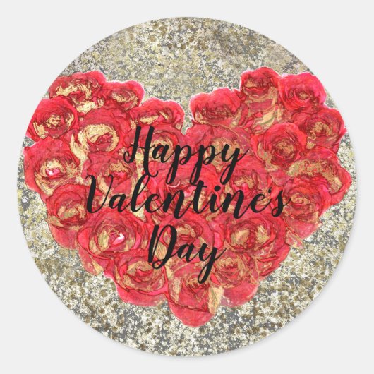 Rode & Gouden Hart Glam Valentijnsdag Party Favor Ronde Sticker (Voorkant)