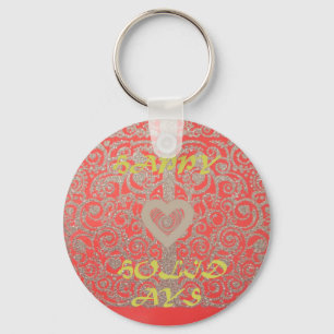 Rode & Gouden Hart Glitter: Luxe Gelukkig Kerstmis Sleutelhanger