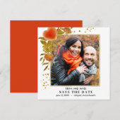 Rode Gouden Hart Roos Foto Opslaan van de Datum (Voorkant / Achterkant)