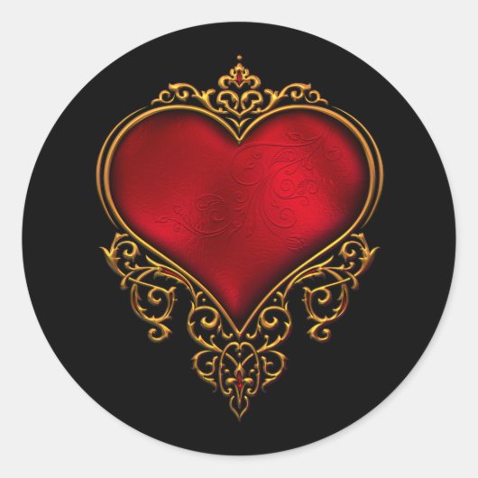 Rode Gouden Hart Trouw Favor Labels Stickers (Voorkant)