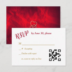 Rode Gouden Harten Christelijk Kruis Bruiloft RSVP Kaartje