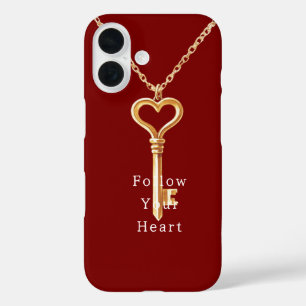 Rode Gouden Hartketting iPhone 16 Hoesje