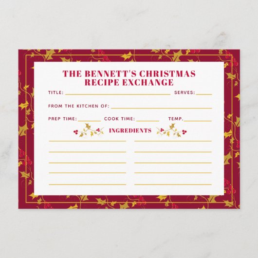 Rode gouden heilige bessen seizoensgebonden recept informatiekaartje (Voorkant)