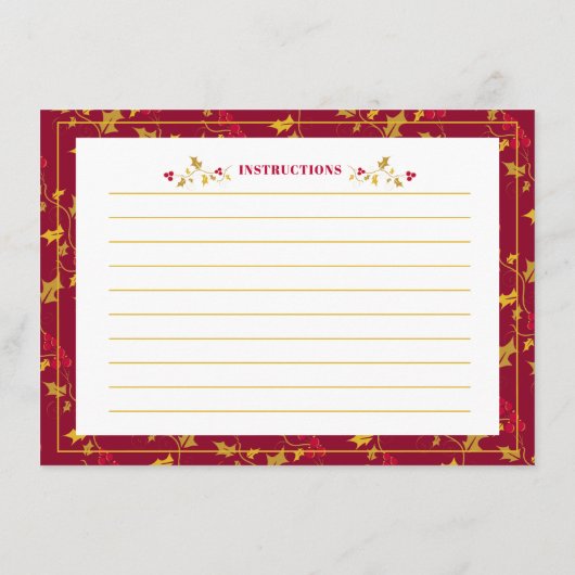 Rode gouden heilige bessen seizoensgebonden recept informatiekaartje (Achterkant)