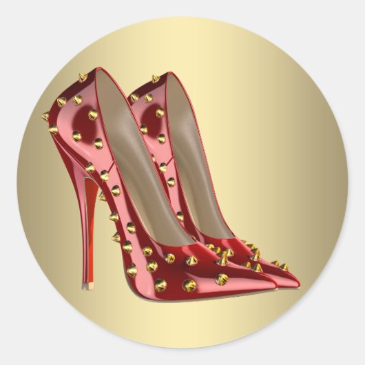 Rode Gouden Hoge Hak Schoen Stickers (Voorkant)