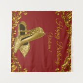 Rode Gouden Hoge Hak Schoen Verjaardagsfeest SQ Ac Wandkleed (Voorkant (horizontaal))
