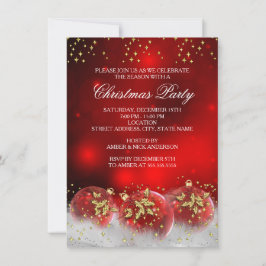 Rode Gouden Hulst Kerstballen Kerstvakantie Feestj Kaart