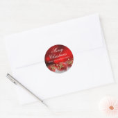 Rode & Gouden Hulstbes Kerststicker Ronde Sticker (Envelop)