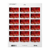 Rode & Gouden Hulstbeskerst Adreslabels Etiket (Full Sheet)