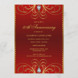 Rode & Gouden Huwelijksjubileum Uitnodiging 50 jaa