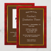 Rode Gouden Kader Bruine Eetkamer Afstudeerfeest Kaart (Voorkant / Achterkant)