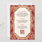 Rode Gouden Kant QR Code Anand Karaj Sikh Huwelijk Kaart (Achterkant)